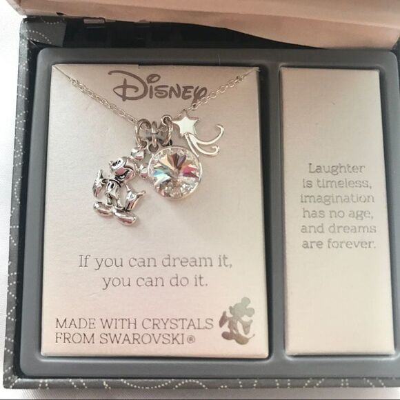 Mickey Mouse Necklace Silver Dreams Come True Stars Parks Disney Gift Box - Picture 4 of 5